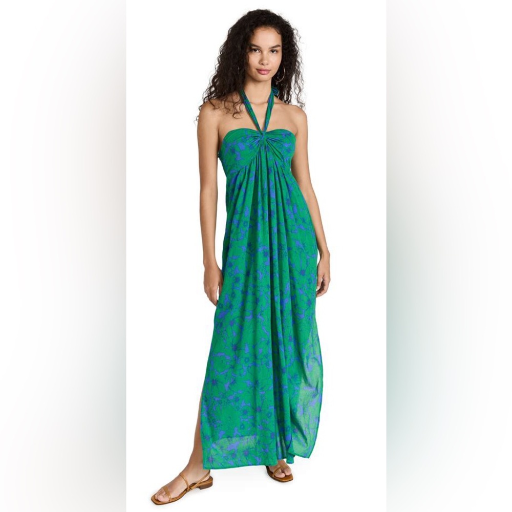 Xirena Adley Dress Maxi Dress Halter Floral Blue Green Sz XS
XiRENA